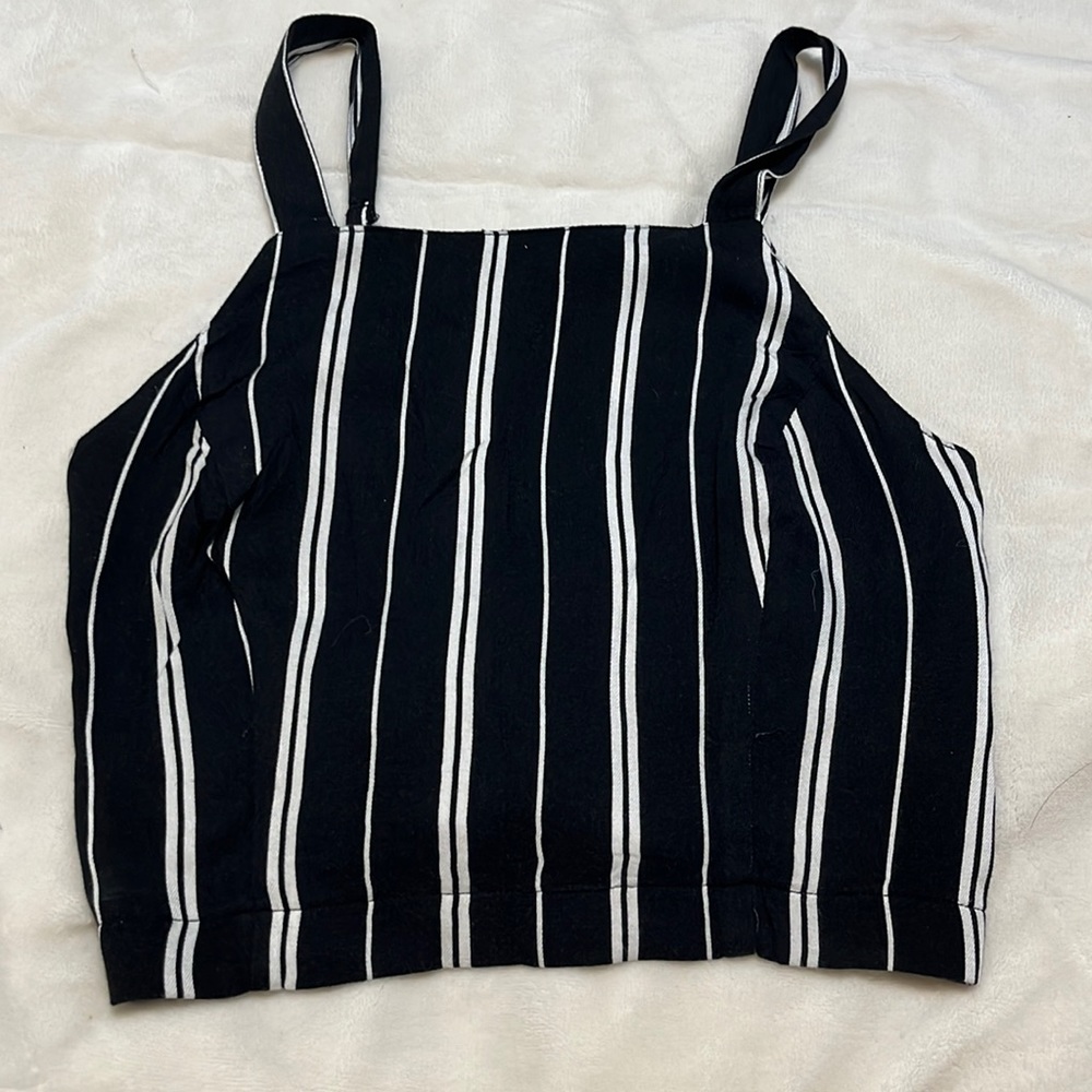 Black and white striped cropped tank